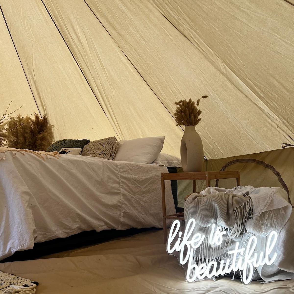 Interior of a bell tent